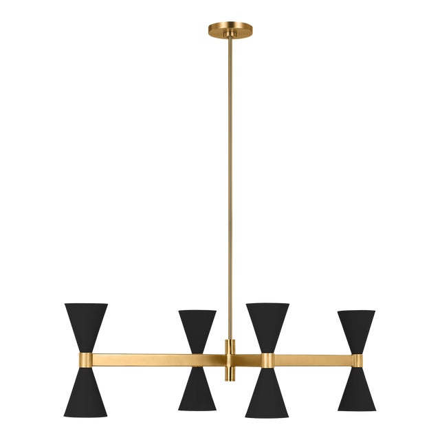 AERIN By Visual Comfort Studio Albertine 8-Light Linear Chandelier in Midnight Black For Sale