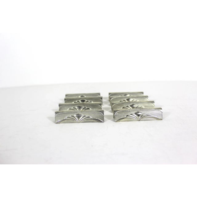 1930s Silverplate Art Deco Geometric Knife Rests, Chopstick Holders- Set of 8 For Sale - Image 4 of 7