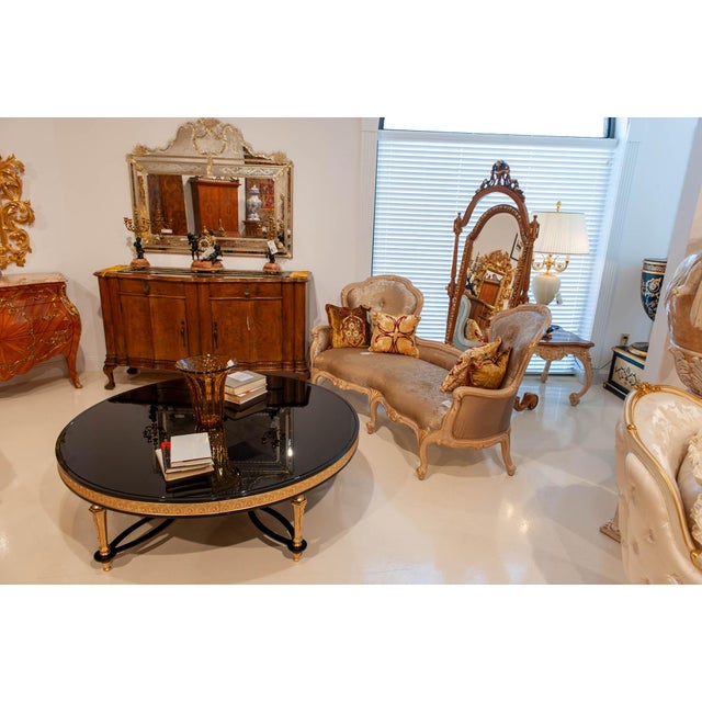 2020s Italian Cherry Wood Cheval Mirror With Gold Leaf Accents For Sale - Image 5 of 5