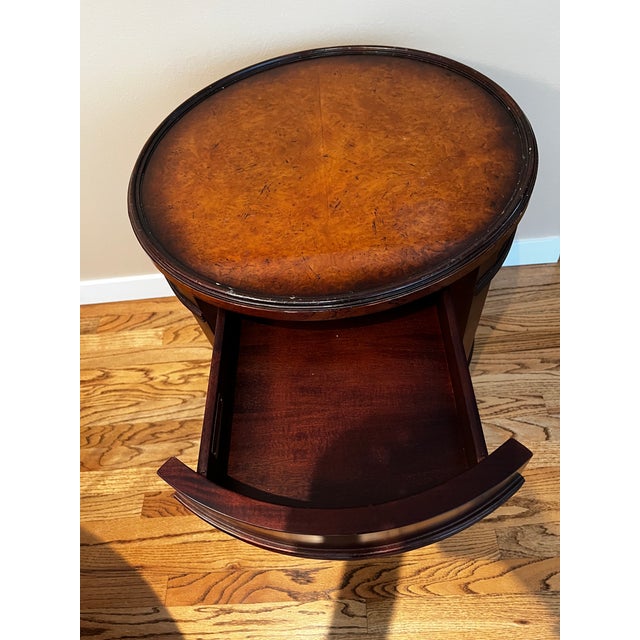 Wood Late 20th Century Baker Furniture Milling Road Italian Provincial Mahogany and Burl Wood Side Table For Sale - Image 7 of 13