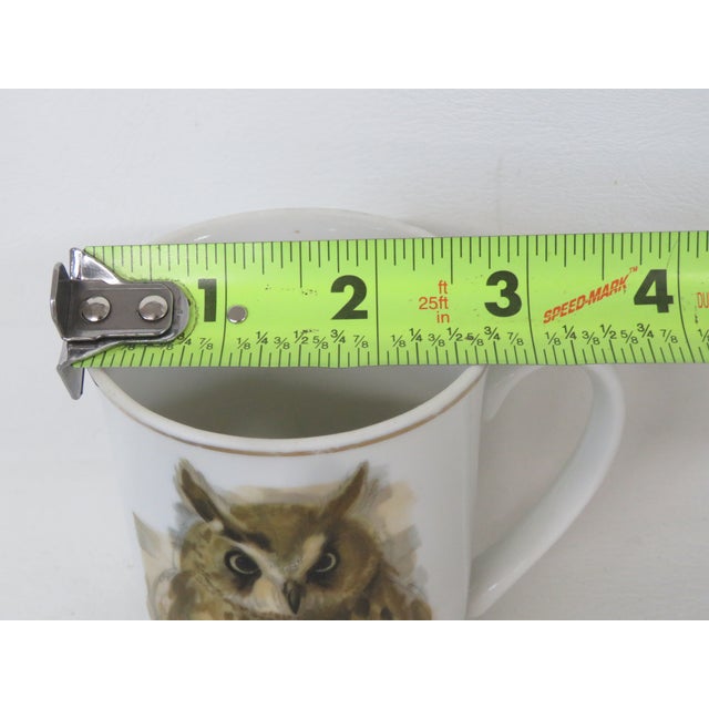 Ceramic Vintage Enesco 1976 Woodland Haven Owl Coffee Tea Mug With Gold Rim 4695b For Sale - Image 7 of 10