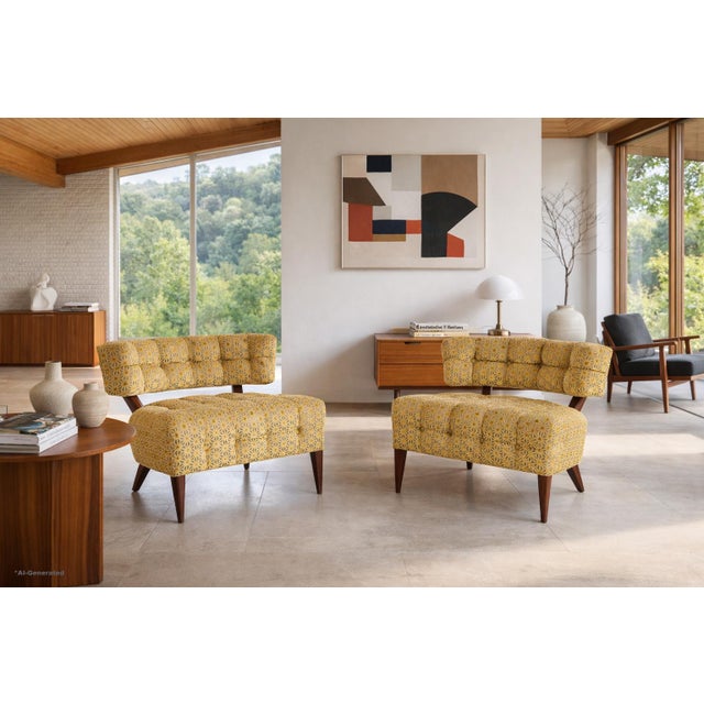 This exceptional pair of mid-century modern lounge chairs, attributed to William “Billy” Haines, captures the essence of...