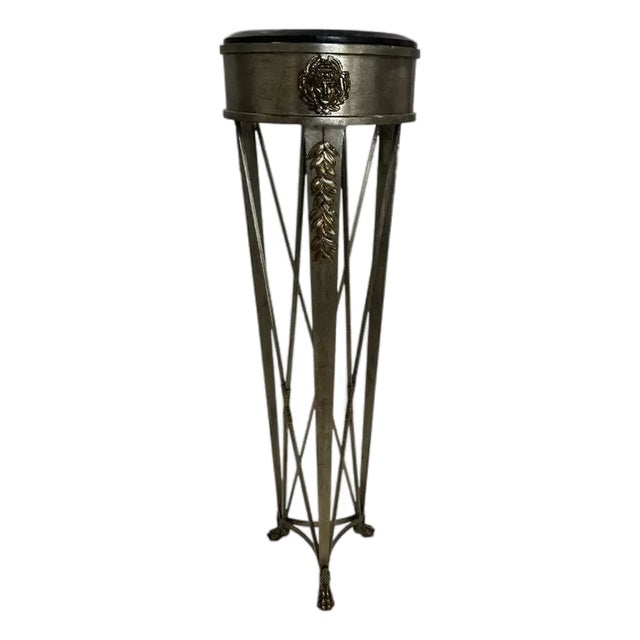 Maitland Smith French Directoire Style Silver Leaf and Bronze Tall Pedestal For Sale