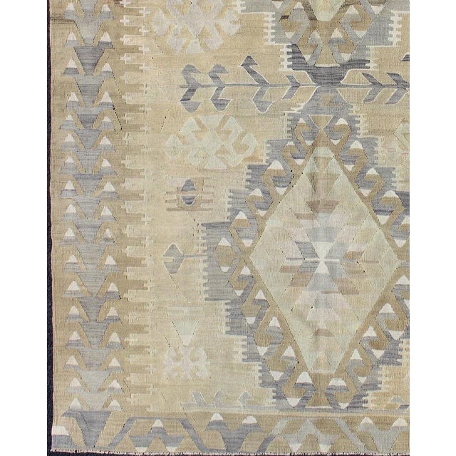 Vintage Tribal Kilim With Geometric Design in Taupe, Honey, Lavender, Gray & Tan For Sale - Image 4 of 12