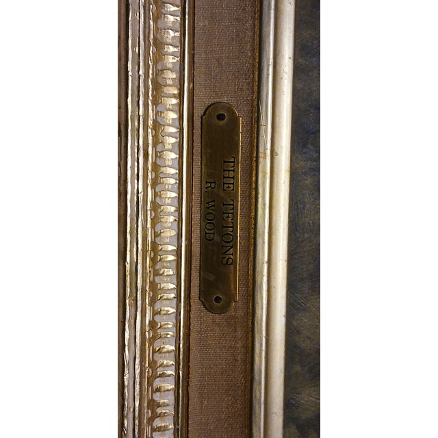 Goldenrod The Tetons by R. Wood – Vintage Framed Landscape Oil Painting – Classic Mountain Scene For Sale - Image 8 of 12