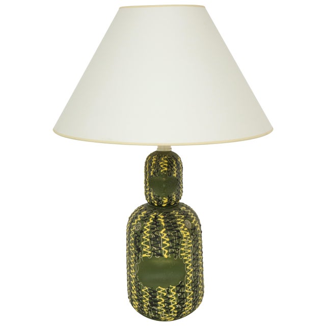 Midcentury Italian Green & Yellow Ceramic Table Lamp For Sale - Image 13 of 13