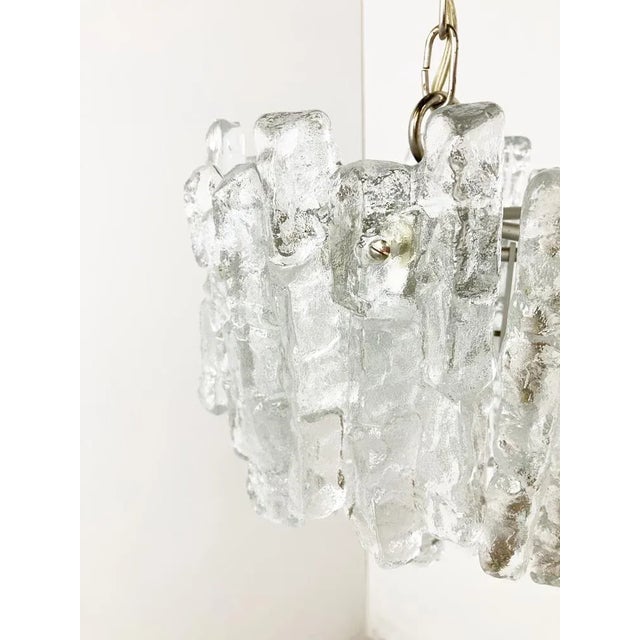Glass Ice Crystal Pendant Light attributed to Kalmar, 1960s For Sale - Image 7 of 12