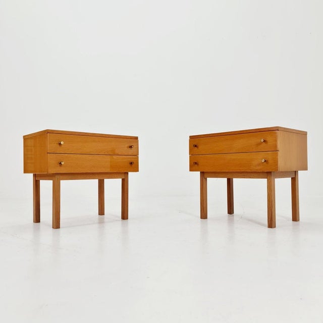 Mid-Century Modern German Oak Nightstands from WK Möbel, 1960s, Set of 2 For Sale - Image 11 of 11