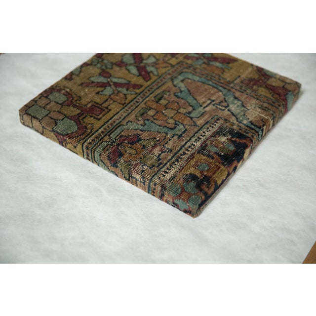 Contemporary Decorative Cork Board Antique Kerman Rug Fragment Art For Sale - Image 3 of 10