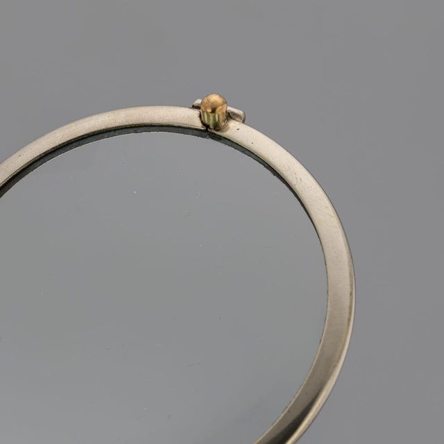 Brown Antique 20th Century English Silver & Leather Magnifying Glass For Sale - Image 8 of 13