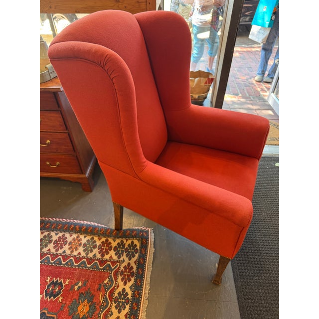 1900s Antique Woven Wool Wingback Chair For Sale - Image 4 of 9