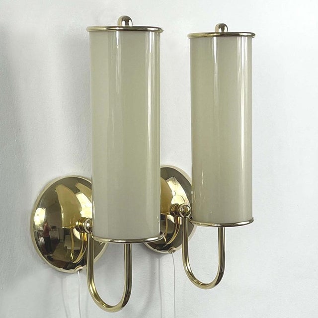 These beautiful wall lights were designed and manufactured in germany during the bauhaus period in the 1930s. They feature...
