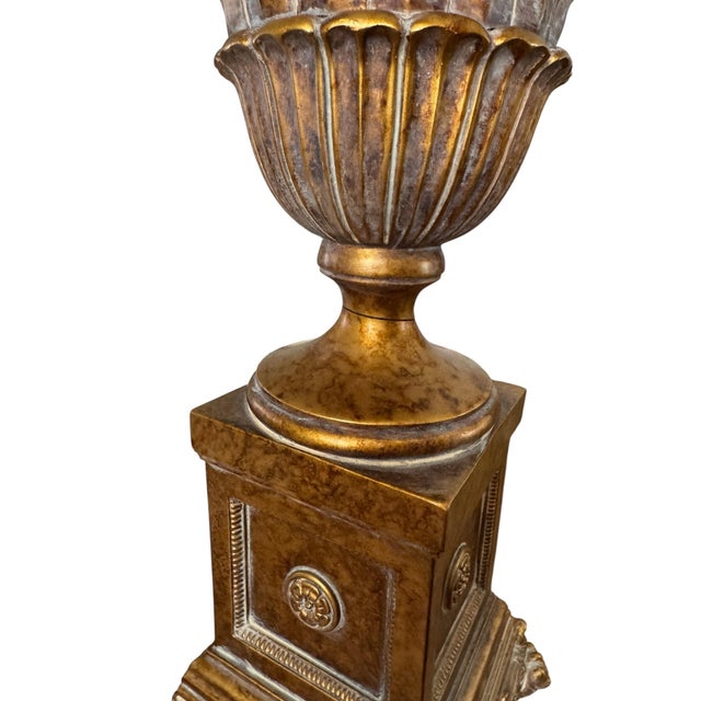 Plastic Vintage Gold Fine Art Lamps Footed Pine Cone Neoclassical Table Lamp For Sale - Image 7 of 7