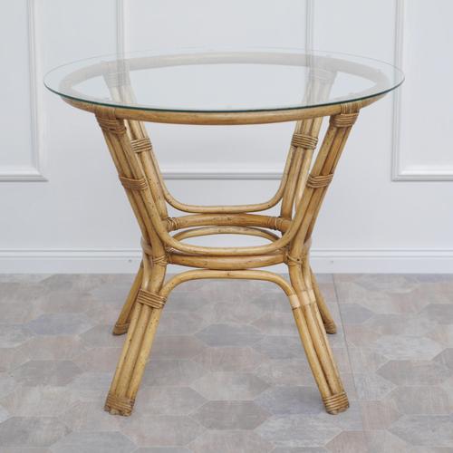 Vintage Round Rattan Table with Glass Top For Sale - Image 6 of 6