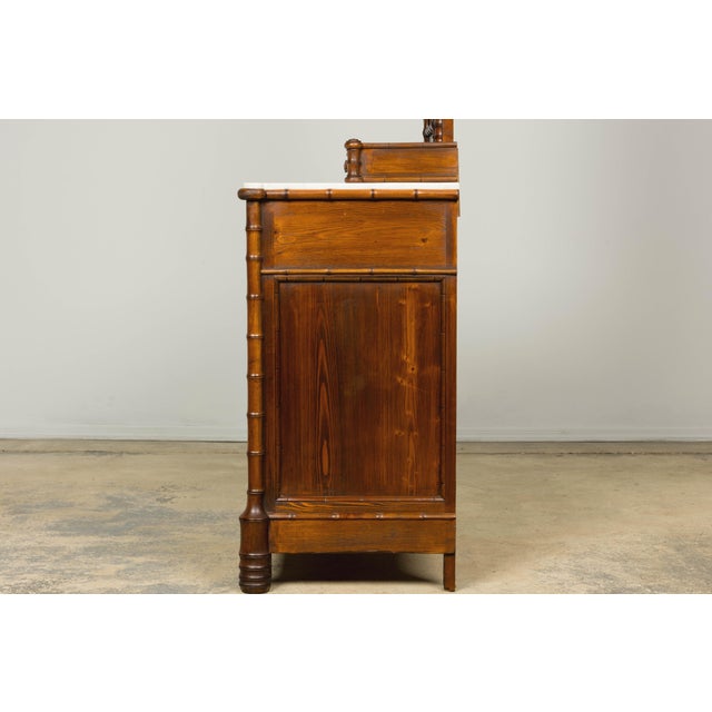 19th Century French Napoleon III Bamboo Dresser With Carrara Marble and Mirror For Sale - Image 15 of 18