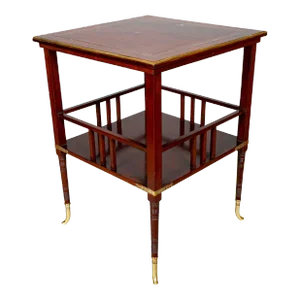 American Aesthetic Mahogany and Mother of Pearl Table by A&H Lejambre