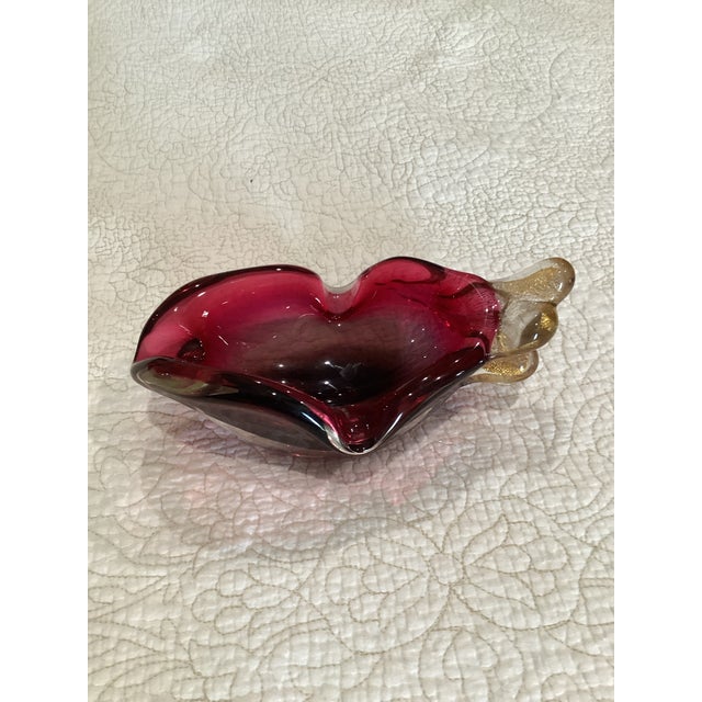 Metal Murano Ruby & Gold Leaf Glass Bowl by Flavio Poli/Seguso For Sale - Image 7 of 8