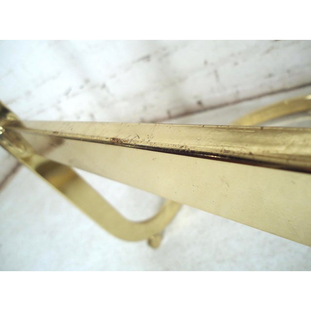 Mid-Century Modern Pair of Mid 20th Century Brass Frame Stools For Sale - Image 3 of 5