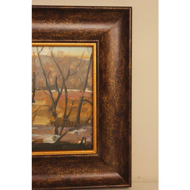 Luo Hong Impressionist Style Oil Painting, Late Fall Landscape For Sale - Image 12 of 12