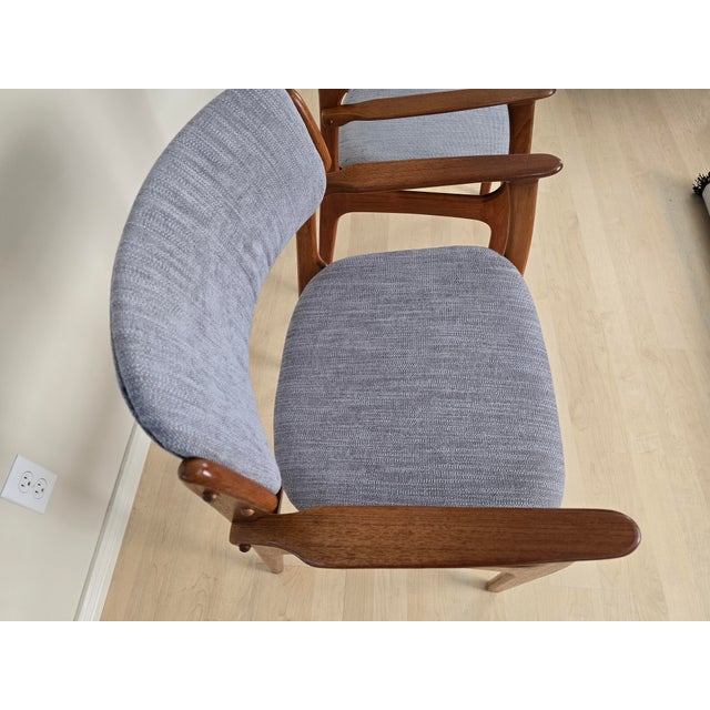 Erik Buch Pair of Authentic Danish Modern Teak Armchairs Made in Denmark, Circa 1960s For Sale - Image 4 of 9