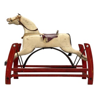 Victorian, Painted Wood, Primitive Rocking Horse, Usa, 19th C. For Sale