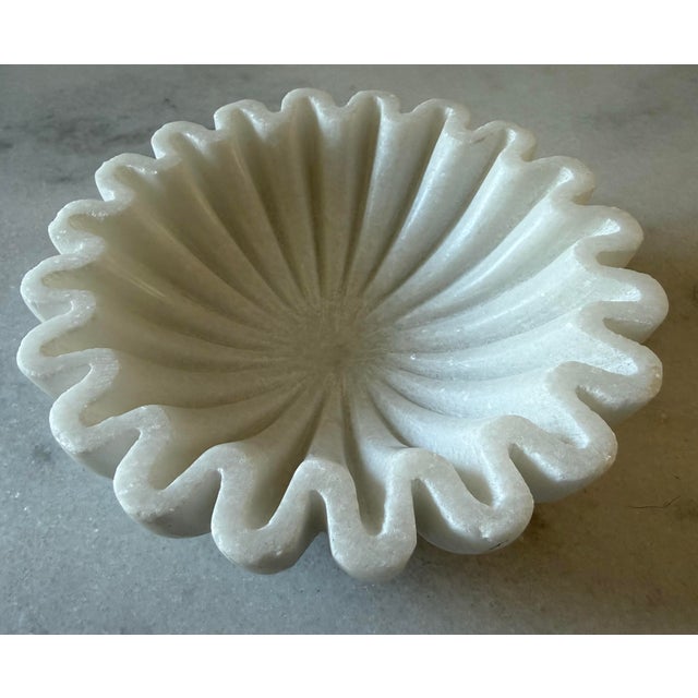 Early 21st Century Marble Fluted Scalloped Bowl For Sale - Image 5 of 7