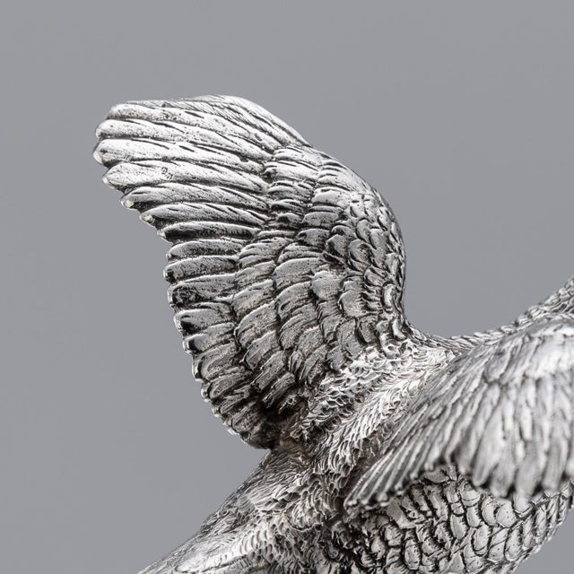 Vintage 20th Century English Silver Ornamental Pheasants, 1972, Set of 2 For Sale - Image 9 of 18