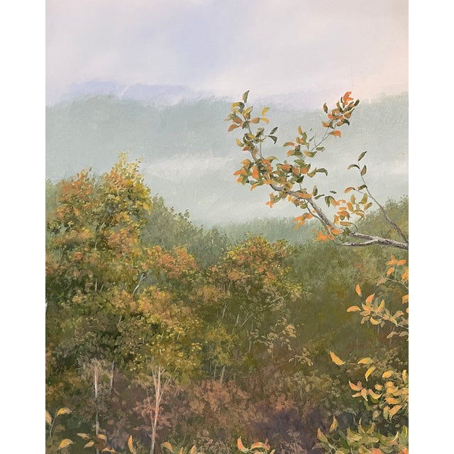 1994 painting of an Appalachian mountain landscape by South Carolina artist Jim Palmer (born 1941). Mixed media on board,...