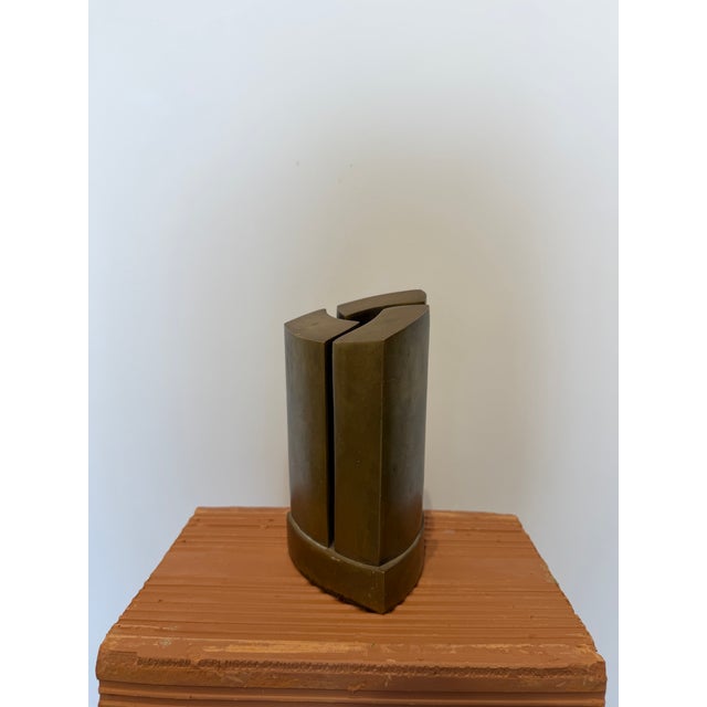 Modernist Bronze Sculpture on Bronze Base, Brazil 1980s For Sale - Image 6 of 14