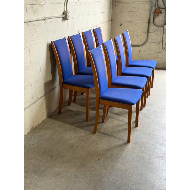 Mid 20th Century Set of 8 Danish Modern Skovby Teak Dining Chairs in Blue Upholstery For Sale - Image 10 of 10