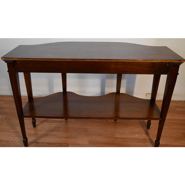 1910s Antique English Regency Burl Walnut Console Table / Sofa Table For Sale - Image 14 of 15