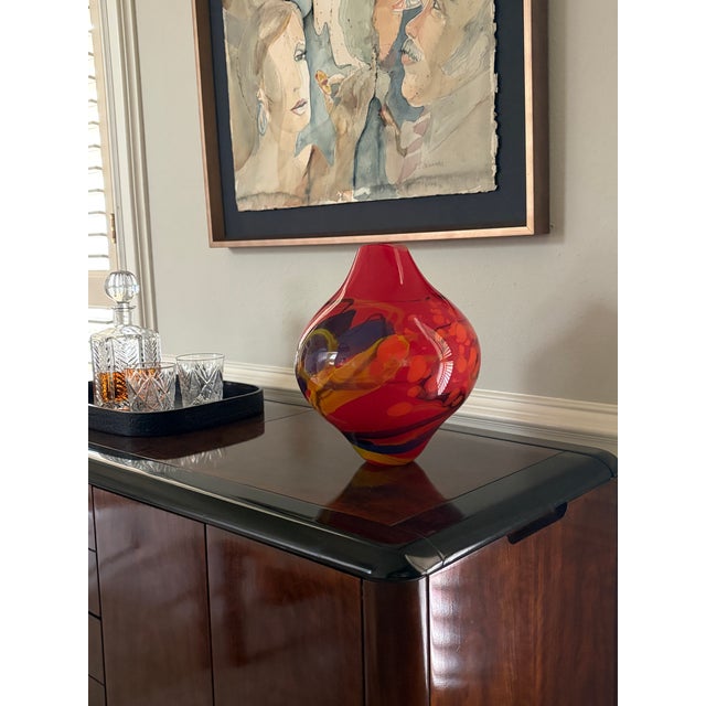 Glass Signed Ioan Nemțoi Romanian Hand-Blown Multicolor Art Glass Vase Circa 1990 For Sale - Image 7 of 16
