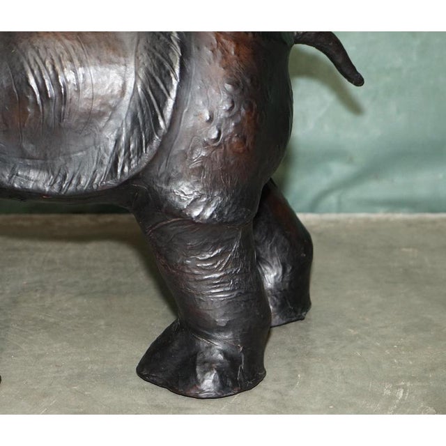 Large Antique Leather Rhino Ottoman by Dimitri Omersa for Libertys of London, 1925 For Sale - Image 15 of 18