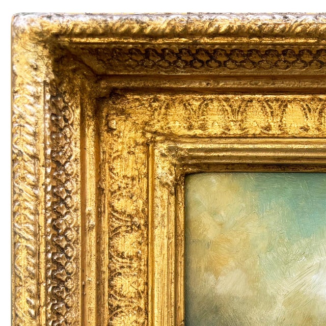 Various Artists Contemporay Plein Air Cloud Painting in Vintage Gold "Well" Frame For Sale - Image 4 of 6