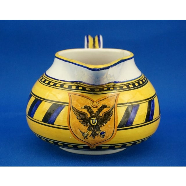 Mid-Century Modern Majolica Ceramic Jug with Coat of Arms and Double-Headed Eagle by Dino Rofi for Santa Lucia, Siena, Italy, 1920s For Sale - Image 3 of 18