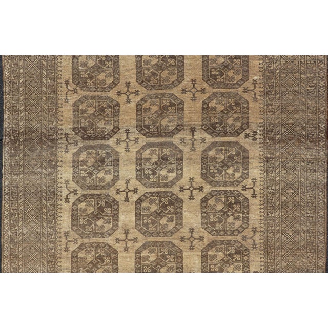 Vintage Turkomen Ersari Rug With Gul Design in Brown, Gray, Tan & Sand Colors 8'2 X 9'6 For Sale - Image 10 of 12