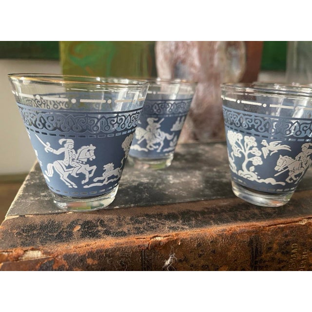 Late 19th Century Set of Four (4) Blue 1960s Hellenic Cocktail Glasses For Sale - Image 5 of 6
