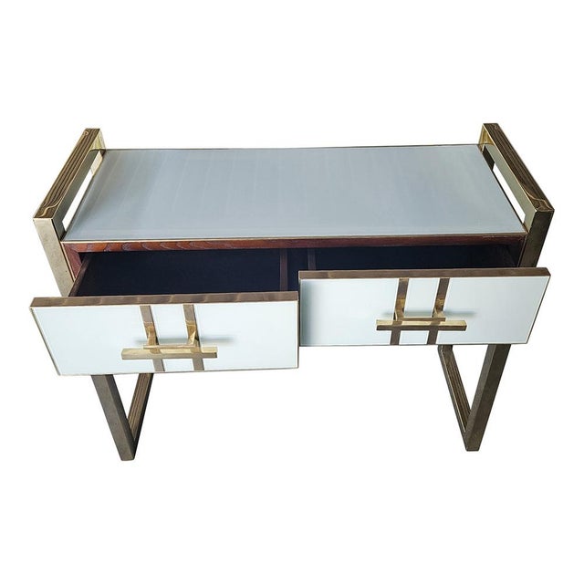 Glass Console Table with Two Drawers, 1980s For Sale - Image 4 of 8