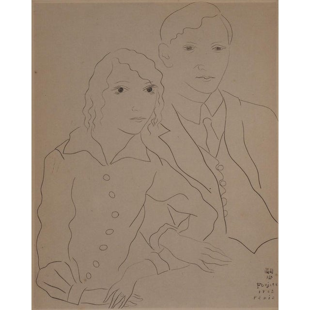 Léonard Foujita, The Bride and Groom, Original Etching, 1926 For Sale - Image 6 of 7