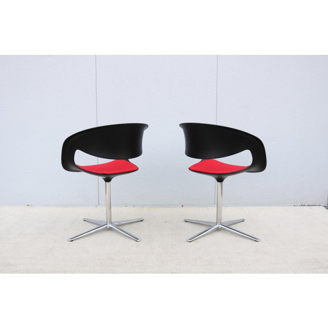 Red Contemporary Minimalist Pearson Lloyd for Coalesse Lox Swivel Chairs - A Pair For Sale - Image 8 of 18
