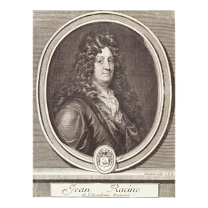 Jean Racine Portrait: 17th C. Engraving by Edelinck in Perrault's Les Hommes, 1696