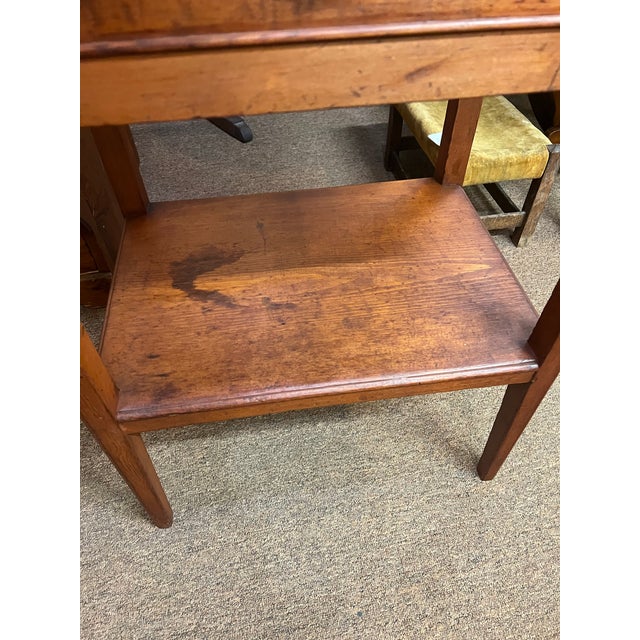 Shaker Early 1800’s Cherry Side Table With Shelf For Sale - Image 6 of 9