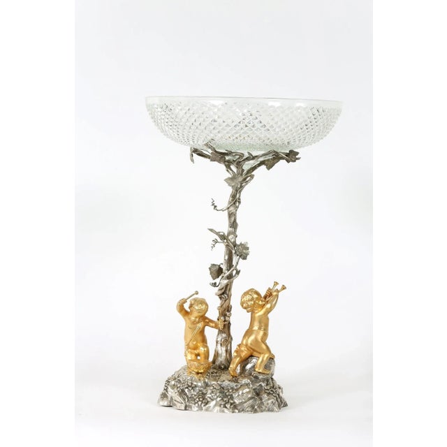 English Elkington Silver Plated / Cut Crystal Epergne - a Pair For Sale - Image 10 of 12
