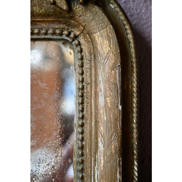 19th Century Louis XVI Mirror with Dove and Giltwood Frame in Mercury Glass, 1890s For Sale - Image 9 of 11