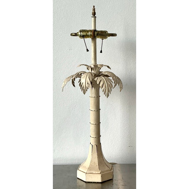 Vintage Punch Cut Metal Palm Lamp For Sale - Image 9 of 12