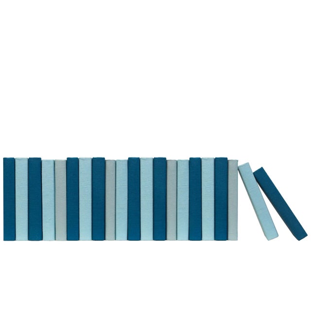 Modern Decorative Books - Gulf Coast Linen Wrapped Books - Blue Books By The Foot For Sale - Image 3 of 3