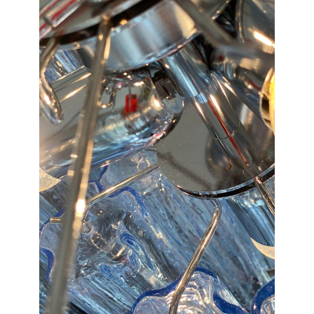 Italian Contemporary Sky-Blue Italian Murano Glass “Tronchi” Chandelier For Sale - Image 3 of 11