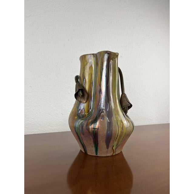 Art Nouveau Ceramic and Metal Vase, 1940s For Sale - Image 3 of 9