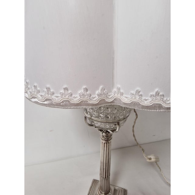 Glass Sterling Silver Table Lamp from Hamilton & Inches Ltd., Early 1900s For Sale - Image 7 of 17