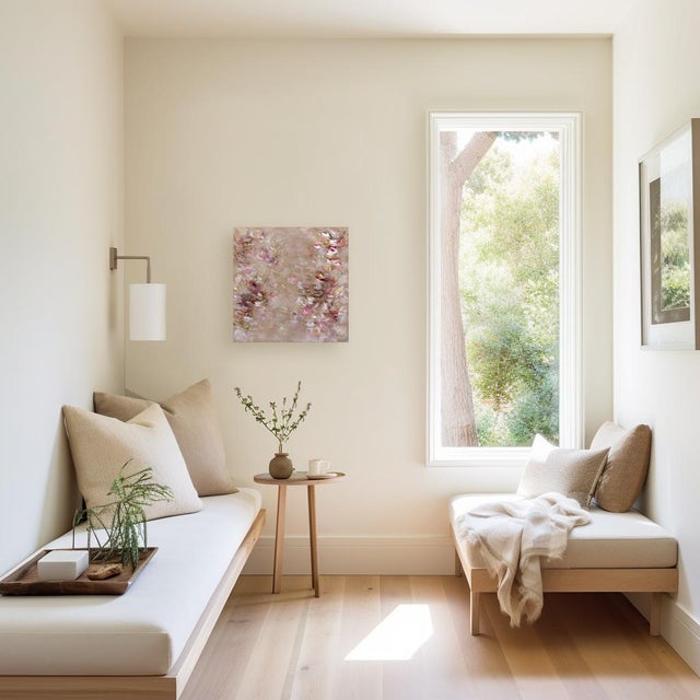 Textile Love Season - Dreamy Romantic Abstract Textural Soft Blush Tone Floral Painting Original Artwork by Vé Boisvert For Sale - Image 7 of 9